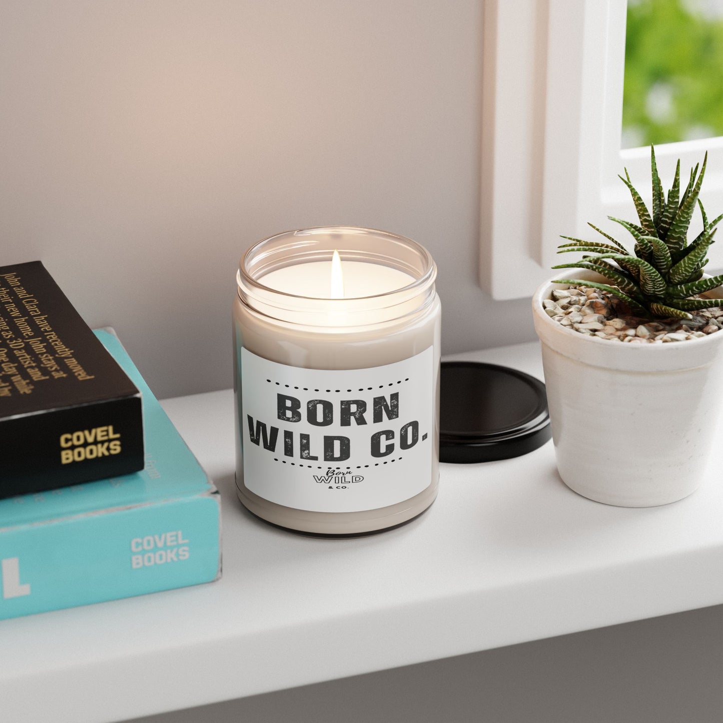 Soy Candle — "Born Wild Co." Scented 9oz Jar — Rustic Adventure Aromatherapy Gift