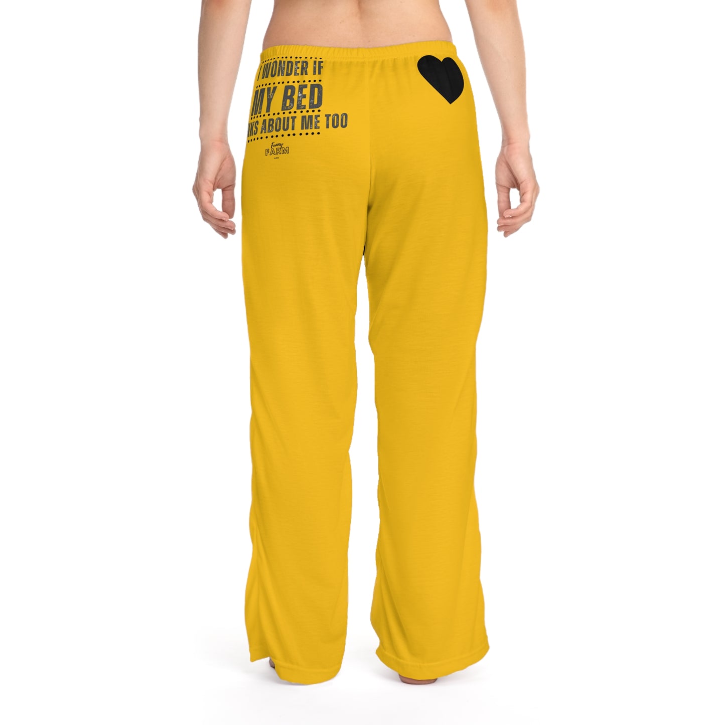 Yellow Women’s Pajama Pants — Funny “I Wonder If My Bed Thinks About Me Too” Lounge Sleepwear