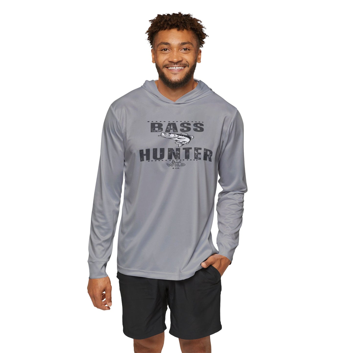 Bass Hunter Fishing Hoodie — Men's Sports Warmup Hoodie with Bass Design
