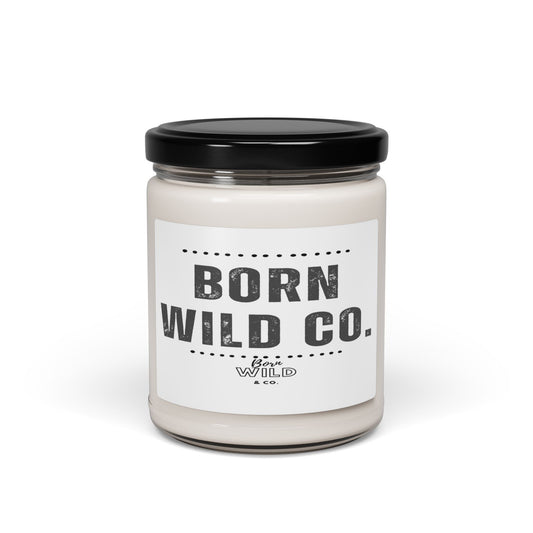 Soy Candle — "Born Wild Co." Scented 9oz Jar — Rustic Adventure Aromatherapy Gift
