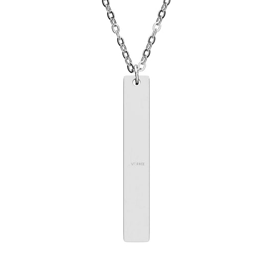 Engravable Live Free Vertical Bar Necklace — Personalized Sterling Pendant