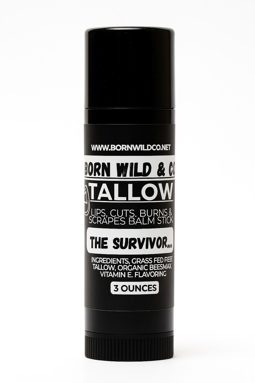 THE SURVIVOR BALM STICK- LIPS, CUTS, BURNS & SCRAPES TALLOW BALM STICK