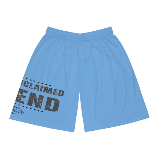 Basketball Shorts — Light Blue Bold Distressed Text (I Have Rabies)